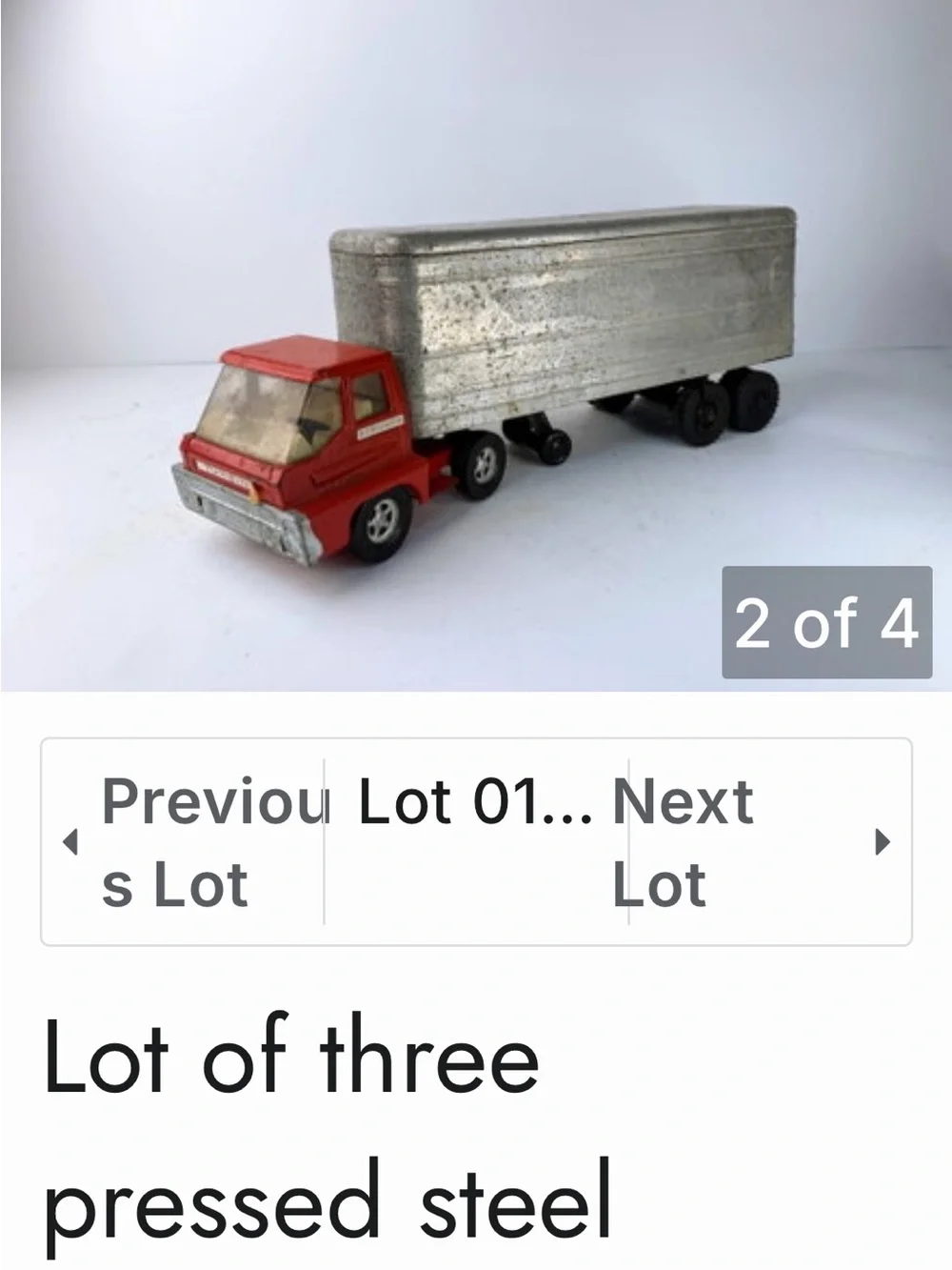 Red and Silver Toy Semi Truck Trailer - Kids Toys 22 inches long vintage